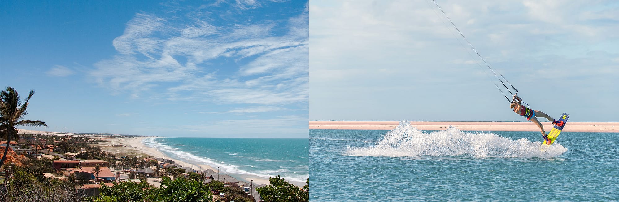 bela paisagem e esporte aquatico kitesurf